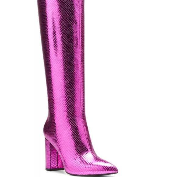 pink metallic boots